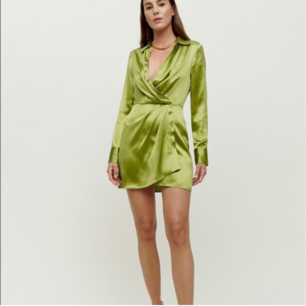 Reformation silk green dress